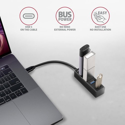 USB-хаб AXAGON USB Type-C 4 in 1 (HUE-M1C) Black купити в Україні | Telemart фото