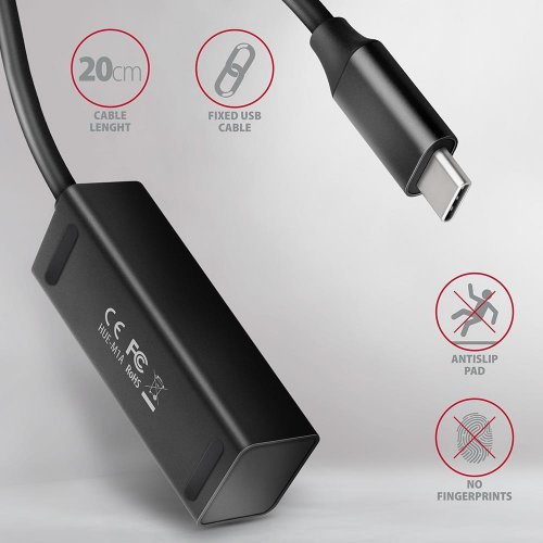 USB-хаб AXAGON USB Type-C 4 in 1 (HUE-M1C) Black купити в Україні | Telemart фото