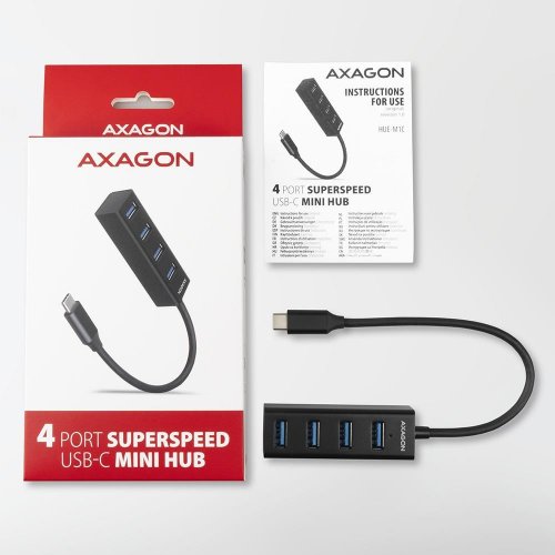 USB-хаб AXAGON USB Type-C 4 in 1 (HUE-M1C) Black купити в Україні | Telemart фото