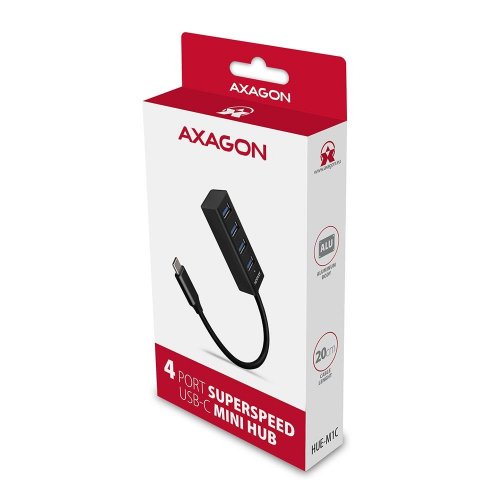 USB-хаб AXAGON USB Type-C 4 in 1 (HUE-M1C) Black купити в Україні | Telemart фото