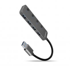 USB-хаб c выключателями AXAGON Switch USB Type-A 4 in 1 (HUE-MSA) Grey