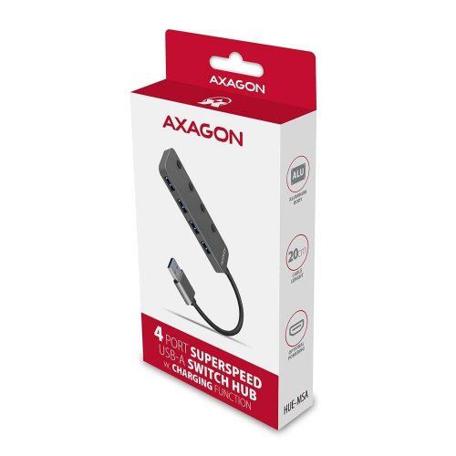 USB-хаб c выключателями AXAGON Switch USB Type-A 4 in 1 (HUE-MSA) Grey купить в Украине | Telemart фото