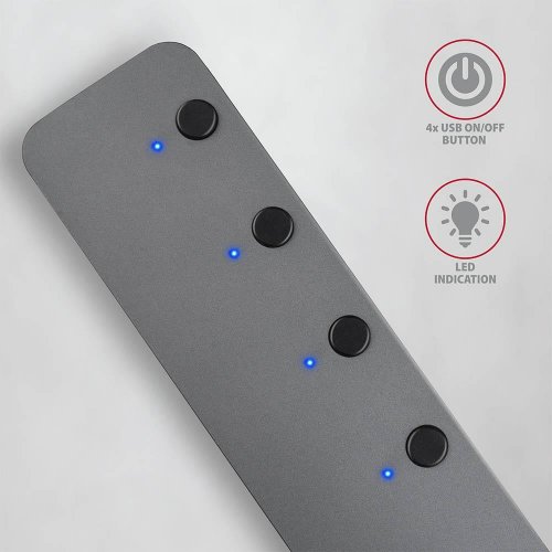 USB-хаб c выключателями AXAGON Switch USB Type-A 4 in 1 (HUE-MSA) Grey купить в Украине | Telemart фото