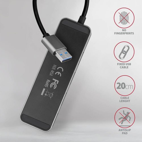 USB-хаб c выключателями AXAGON Switch USB Type-A 4 in 1 (HUE-MSA) Grey купить в Украине | Telemart фото