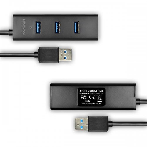 USB-хаб AXAGON Charging USB 3.0 4 in 1 (HUE-S2BL) Black купити в Україні | Telemart фото