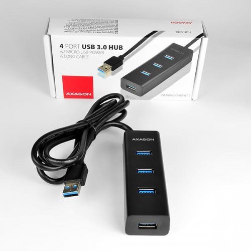 USB-хаб AXAGON Charging USB 3.0 4 in 1 (HUE-S2BL) Black купити в Україні | Telemart фото