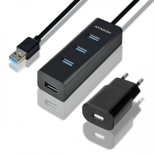 USB-хаб AXAGON Charging USB 3.0 4 in 1 с БП (HUE-S2BP) Black купити в Україні | Telemart фото