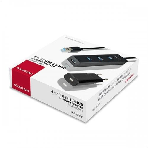 USB-хаб AXAGON Charging USB 3.0 4 in 1 с БП (HUE-S2BP) Black купити в Україні | Telemart фото