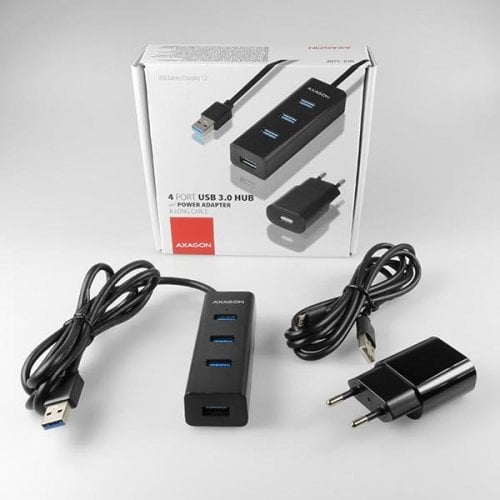 USB-хаб AXAGON Charging USB 3.0 4 in 1 с БП (HUE-S2BP) Black купити в Україні | Telemart фото