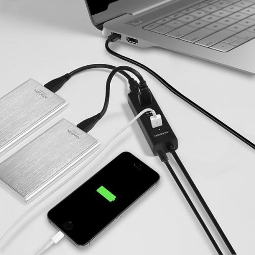 USB-хаб AXAGON Charging USB 3.0 4 in 1 с БП (HUE-S2BP) Black купити в Україні | Telemart фото