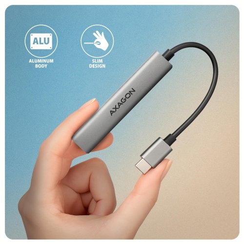 USB-хаб AXAGON Strip USB Type-C 4 in 1 (HUE-STC) Grey купити в Україні | Telemart фото
