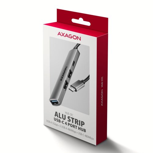 USB-хаб AXAGON Strip USB Type-C 4 in 1 (HUE-STC) Grey купити в Україні | Telemart фото
