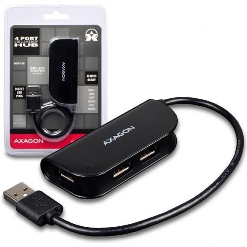 USB-хаб AXAGON HUE-X4B USB 2.0 4 in 1 Black купити в Україні | Telemart фото