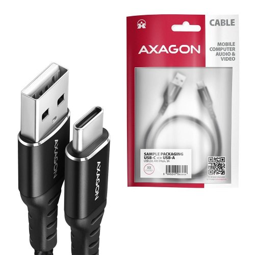 Кабель AXAGON USB to USB Type-C 3A 1.5m (BUCM-AM15AB) Black купить в Украине | Telemart фото