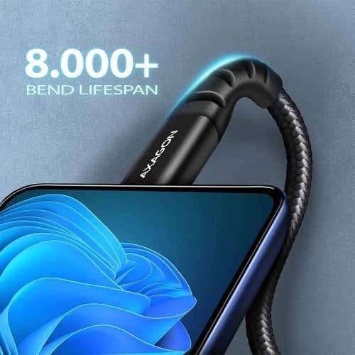 Кабель AXAGON USB to USB Type-C 3A 1.5m (BUCM-AM15AB) Black купить в Украине | Telemart фото