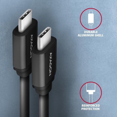 Кабель AXAGON Twister USB Type-C to USB Type-C 60W 0.6m (BUCM-CM10TB) Black купити в Україні | Telemart фото