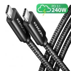 Кабель AXAGON USB Type-C to USB Type-C 240W 1m (BUCM2-CM10AB) Black