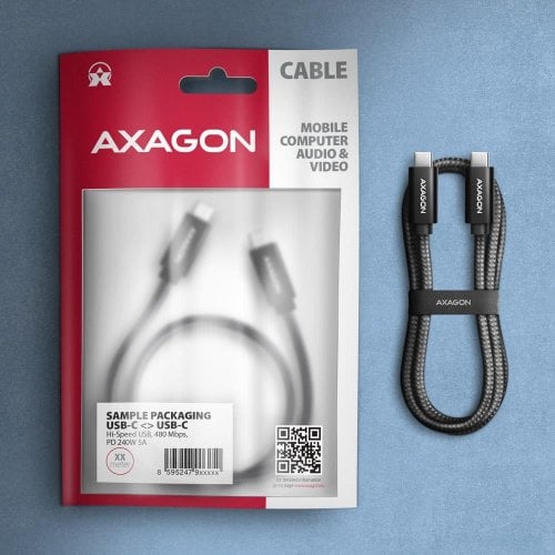 Кабель AXAGON USB Type-C to USB Type-C 240W 1m (BUCM2-CM10AB) Black купить в Украине | Telemart фото