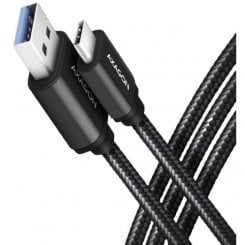 Кабель AXAGON USB to USB Type-C 3A 2m (BUCM3-AM20AB) Black