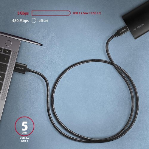 Кабель AXAGON USB to USB Type-C 3A 2m (BUCM3-AM20AB) Black купити в Україні | Telemart фото