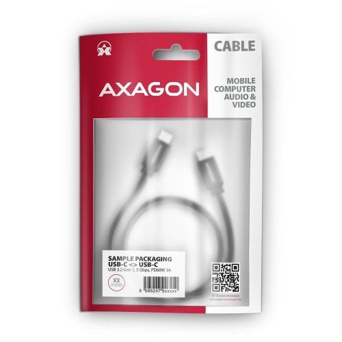 Кабель AXAGON USB Type-C to USB Type-C 60W 1m (BUCM3-CM10AB) Black купить в Украине | Telemart фото