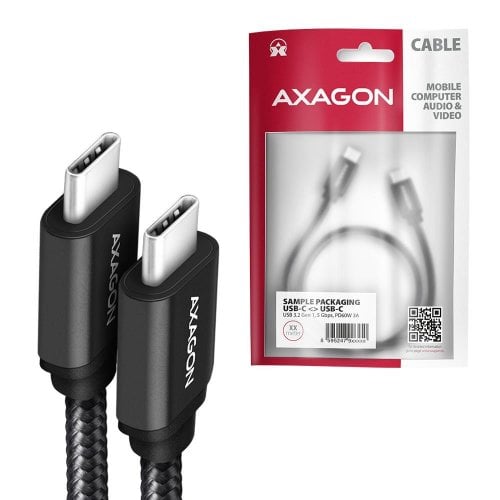 Кабель AXAGON USB Type-C to USB Type-C 60W 3m (BUCM3-CM30AB) Black купить в Украине | Telemart фото