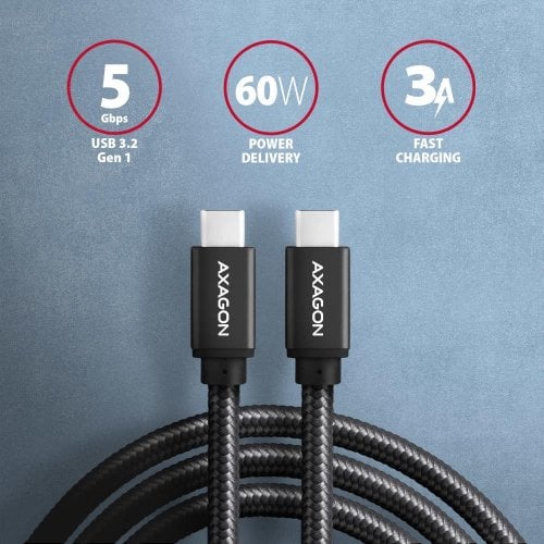 Кабель AXAGON USB Type-C to USB Type-C 60W 3m (BUCM3-CM30AB) Black купить в Украине | Telemart фото