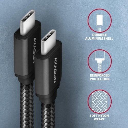 Кабель AXAGON USB Type-C to USB Type-C 60W 3m (BUCM3-CM30AB) Black купить в Украине | Telemart фото