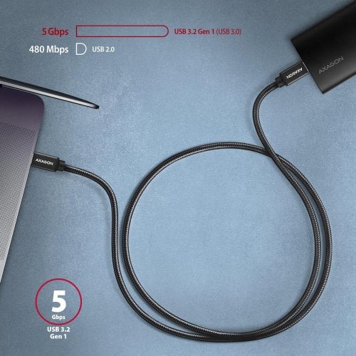 Кабель AXAGON USB Type-C to USB Type-C 60W 3m (BUCM3-CM30AB) Black купить в Украине | Telemart фото