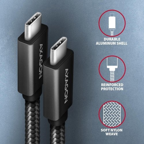 Кабель AXAGON USB Type-C to USB Type-C 100W 1m (BUCM32-CM10AB) Black купить в Украине | Telemart фото