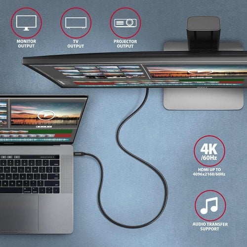 Кабель AXAGON USB Type-C to USB Type-C 100W 1m (BUCM32-CM10AB) Black купить в Украине | Telemart фото