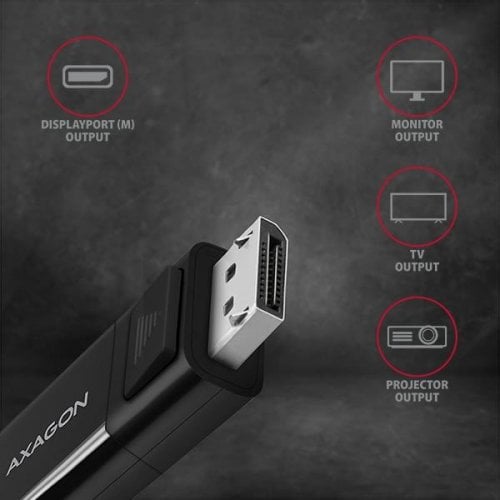 Кабель AXAGON USB Type-C to DisplayPort V1.2 4K 1.8m (RVC-DPC) Black купить в Украине | Telemart фото