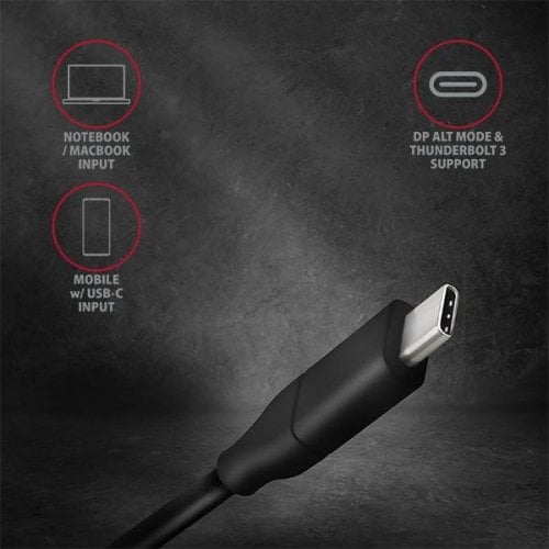 Кабель AXAGON USB Type-C to DisplayPort V1.2 4K 1.8m (RVC-DPC) Black купить в Украине | Telemart фото