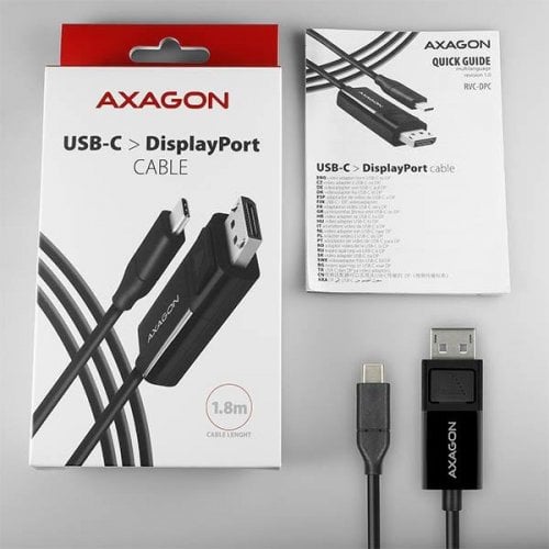 Кабель AXAGON USB Type-C to DisplayPort V1.2 4K 1.8m (RVC-DPC) Black купить в Украине | Telemart фото