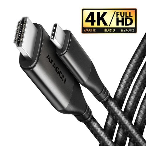 Кабель AXAGON USB Type-C to HDMI V2.1a 4K 1.8m (RVC-HI2MC) Black купить в Украине | Telemart фото