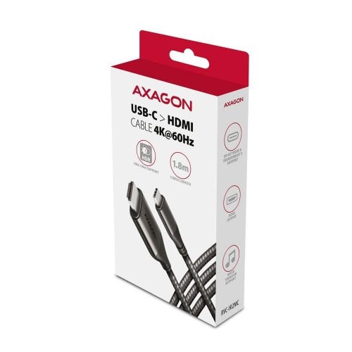 Кабель AXAGON USB Type-C to HDMI V2.1a 4K 1.8m (RVC-HI2MC) Black купить в Украине | Telemart фото
