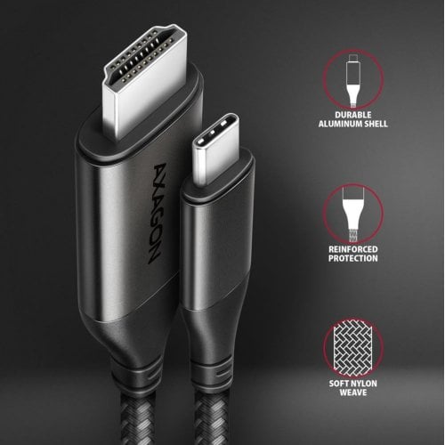Кабель AXAGON USB Type-C to HDMI V2.1a 4K 1.8m (RVC-HI2MC) Black купить в Украине | Telemart фото
