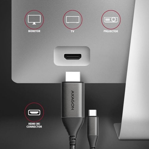 Кабель AXAGON USB Type-C to HDMI V2.1a 4K 1.8m (RVC-HI2MC) Black купить в Украине | Telemart фото