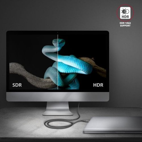 Кабель AXAGON USB Type-C to HDMI V2.1a 4K 1.8m (RVC-HI2MC) Black купить в Украине | Telemart фото
