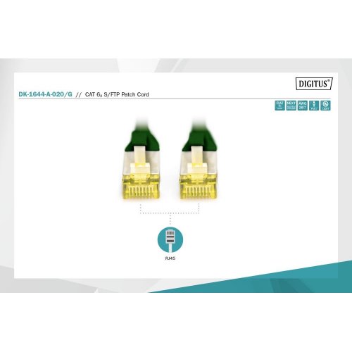 Патч-корд Digitus S-FTP RJ45 Cat6a 2m (DK-1644-A-020/G) Green купити в Україні | Telemart фото