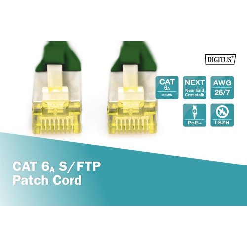 Патч-корд Digitus S-FTP RJ45 Cat6a 2m (DK-1644-A-020/G) Green купити в Україні | Telemart фото