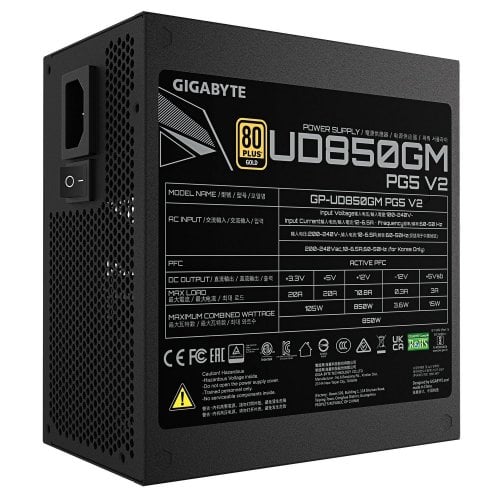 Уценка блок питания Gigabyte UD850GM PG5 V2 850W (GP-UD850GM PG5 V2) Black (Повреждена упаковка, 917794) купить в Украине | Telemart фото