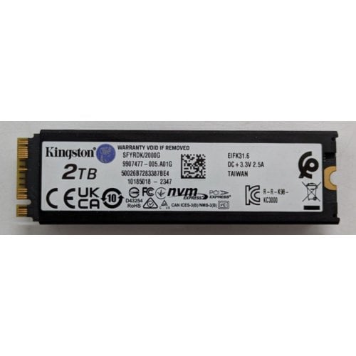 Ssd-диск Kingston FURY Renegade with Heatsink 3D NAND TLC 2TB M.2 (2280 PCI-E) NVMe x4 (SFYRDK/2000G) (Відновлено продавцем, 917856) купити в Україні | Telemart фото