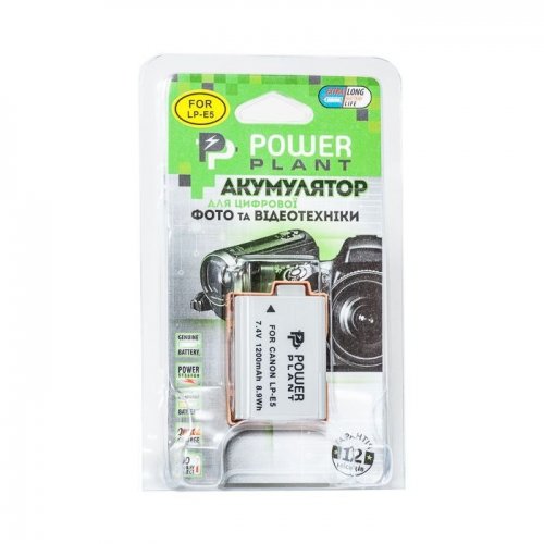 Аккумулятор для фотоаппарата PowerPlant Canon LP-E5 1200mAh (DV00DV1225) купить в Украине | Telemart фото