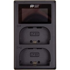 Зарядное устройство PowerPlant Canon LP-E6 для двух аккумуляторов, LED экран (CH980543)