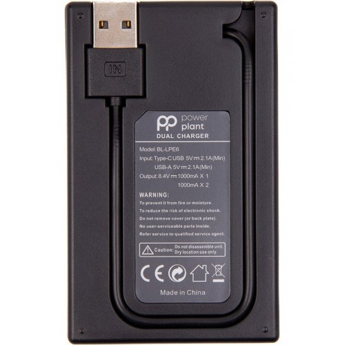 Зарядное устройство PowerPlant Canon LP-E6 для двух аккумуляторов, LED экран (CH980543) купить в Украине | Telemart фото