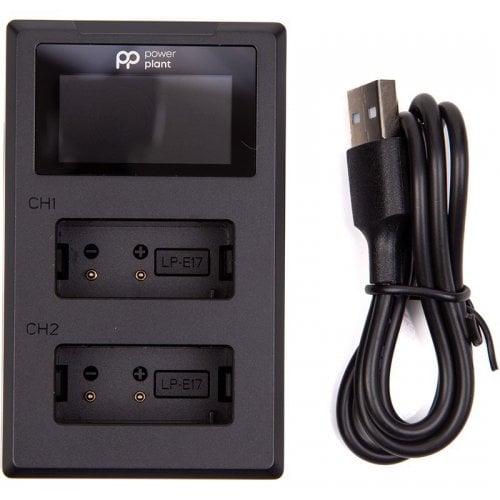 Зарядное устройство PowerPlant Canon LP-E17 для двух аккумуляторов, LED экран (CH980550) купить в Украине | Telemart фото
