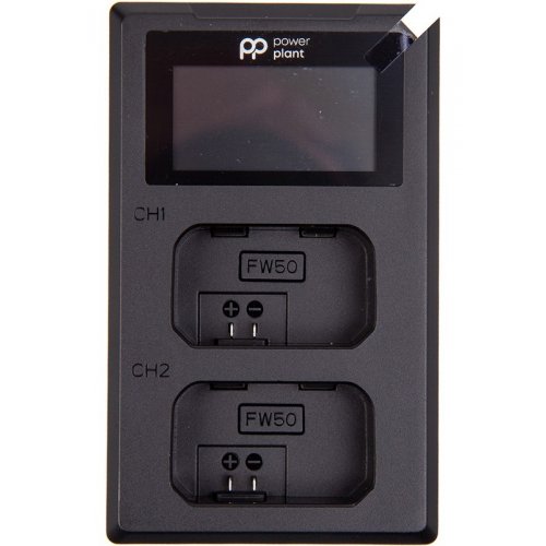 Зарядное устройство PowerPlant Sony NP-FW50 для двух аккумуляторов, LED экран (CH980567) купить в Украине | Telemart фото
