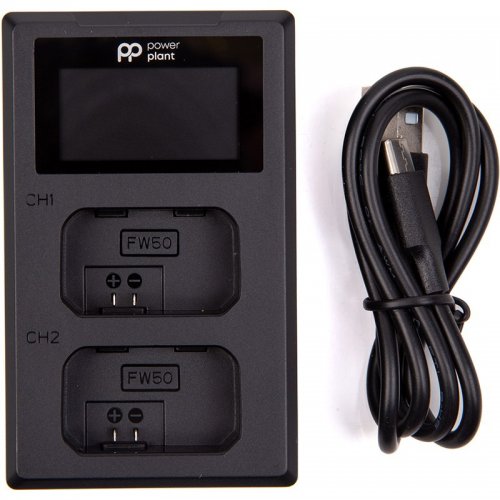 Зарядное устройство PowerPlant Sony NP-FW50 для двух аккумуляторов, LED экран (CH980567) купить в Украине | Telemart фото