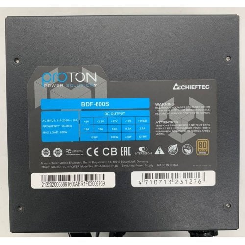 Блок живлення CHIEFTEC Proton 600W (BDF-600S) (Відновлено продавцем, 918775) купити в Україні | Telemart фото